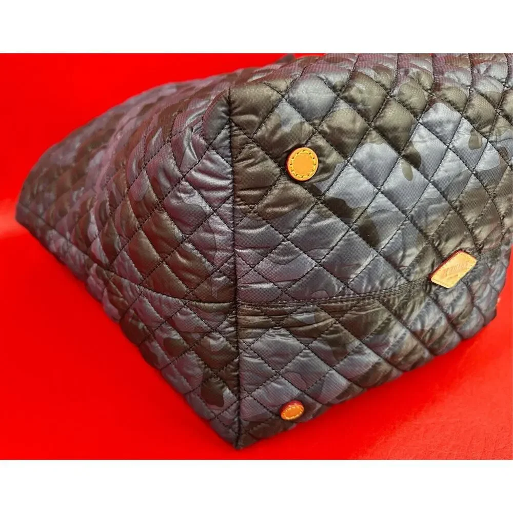MZ Wallace Metro Blue Camo Travel Quilted Tote Bag With Matching Pouch Excellent - Picture 8 of 16